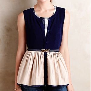 ANTHROPOLOGIE PLEATED PLUMA TOP WITH UNDERSHIRT